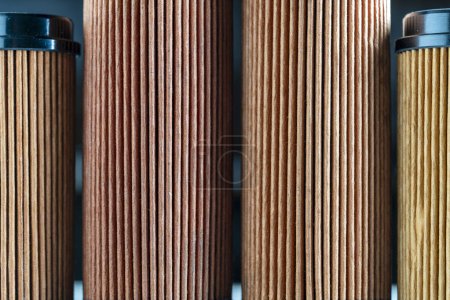 Photo for Air filters for engine car on background, close up. Auto parts accessories for retro cars - Royalty Free Image