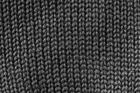 Photo for Black striped knitted fabric texture or dark abstract background, close up - Royalty Free Image