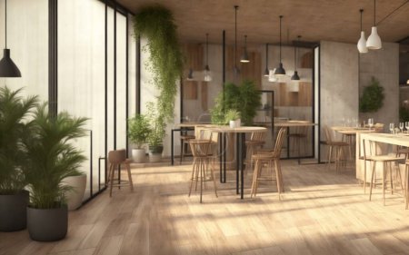 Moderner Coffeeshop und Restaurant oder Küche Innenarchitektur. Interieur-Hintergrundkonzept.3d Render