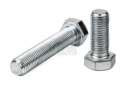 Two industrial bolts on white background