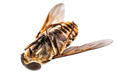 Téléchargez les photos : Grosse mouche à cheval morte bug isolé sur un fond blanc - en image libre de droit