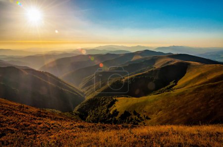 Photo for Carpathian mountains range under sunlight. Beautiful landscape - Royalty Free Image