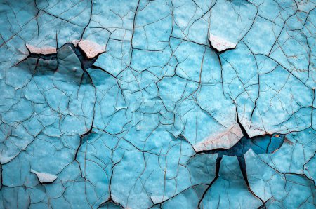 Photo for Detailed texture of cracked and peeling blue paint on the wall. Wallpaper - Royalty Free Image