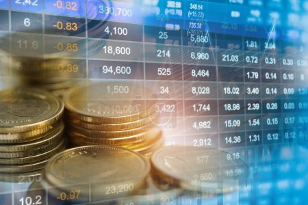 Bourse trading d'investissement financier, monnaie et drapeau de la Russie ou Forex pour analyser le contexte des données de tendance de l'entreprise de financement des bénéfices.