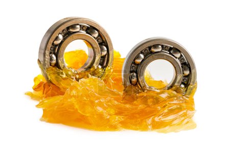 Photo for Ball bearing stainless with grease lithium machinery lubrication for automotive and industrial isolated on white background. - Royalty Free Image