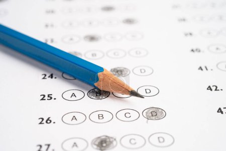 Photo for Answer sheets with pencil drawing fill to select choice, education concept. - Royalty Free Image
