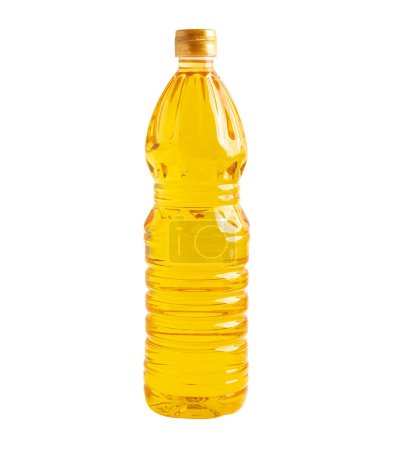 Foto de Aceite vegetal con aceite de oliva en botella diferente para cocinar aislado sobre fondo blanco con camino de recorte. - Imagen libre de derechos