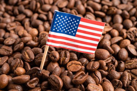 USA Amerika Flagge auf Kaffeebohnen, Import Export Handel Online-Handel.