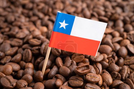 Chile Flagge auf Kaffeebohnen, Import Export Handel Online-Handel.