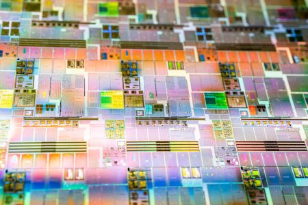 Oblea de silicio para la fabricación de semiconductores de circuitos integrados.