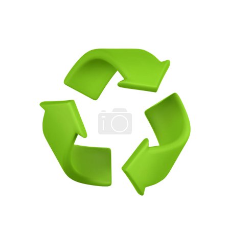 Grüne 3D-Symbolpfeile recyceln Öko-Symbol. Tag der Erde, Tag der Umwelt, Ökologiekonzept. Vektorillustration.