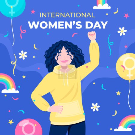 Ilustración de Woman in empowered attitude celebrating women's day - Imagen libre de derechos