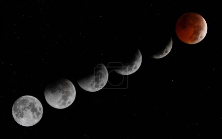 Foto de Beaver Blood Moon Eclipse phases Nov 2022 - Imagen libre de derechos