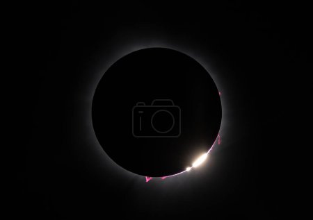 Total Solar Eclipse Baily's Beads with Prominences C3 - April 8, 2024, Waterville, Quebec, Canada