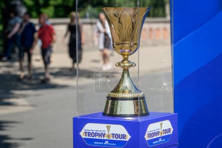 Photo for RIGA, LATVIA. 29th June 2023.  FIBA BASKETBALL WORLD CUP 2023 Trophy Tour.  Naismith Trophy. - Royalty Free Image