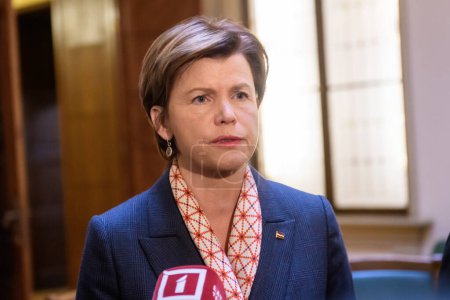 Photo for RIGA, LATVIA. 19th April 2024. Baiba Braze, newly elected Minister of Foreign Affairs of Latvia. - Royalty Free Image