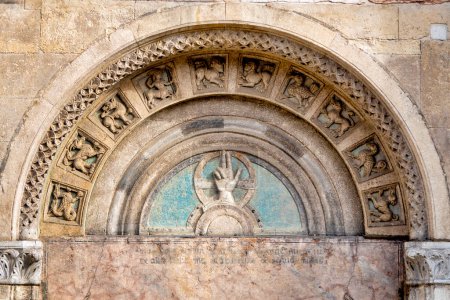 Photo for Detail of the facade of the Cathedral, Ferrara, Italy - Royalty Free Image