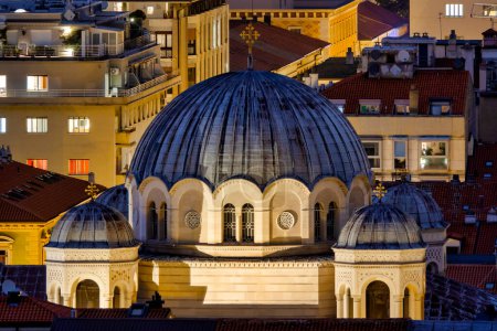 Photo for Domes of the Saint Spyridon Church at night, Trieste, Italy - Royalty Free Image