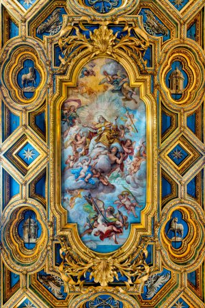 Photo for Wooden Ceiling of the second basilica of San Clemente al Laterano, Rome, Italy - Royalty Free Image