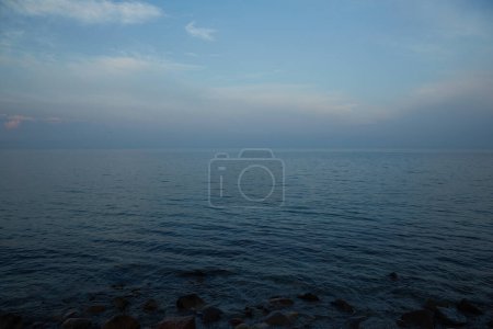 Photo for Sea and sky at dusk. The colors er blue. Horisontal - Royalty Free Image