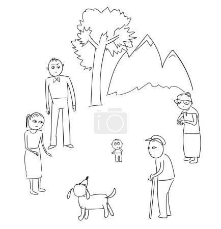 Téléchargez les photos : Problèmes avec un enfant dans la famille, sketch line - en image libre de droit