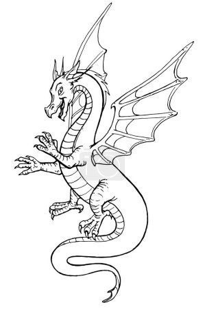 Illustration for Year of the Dragon in the Chinese Calendar, New Year line-art - Royalty Free Image