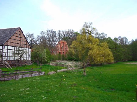 Foto de The historic monastery mill with half-timbering - Imagen libre de derechos