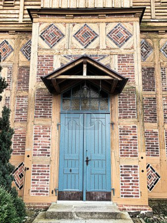 Entrance portal of the Evangelical Lutheran half-timbered church