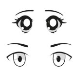 Set of cartoon anime style eyes. Vector stock illustration