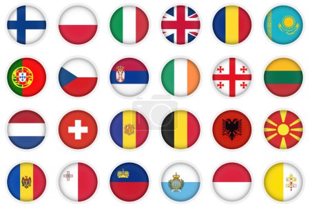 Illustration for European Countries Button Flag Set vector illustration - Royalty Free Image
