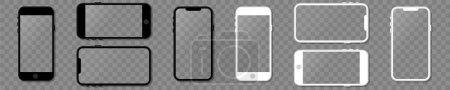 Ilustración de Phone screen mockup. Smartphones. Mobile phone collection icons. Vector illustration - Imagen libre de derechos