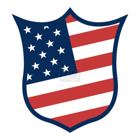 Ilustración de Escudo de bandera de EE.UU., bandera americana aislada sobre fondo blanco - Imagen libre de derechos