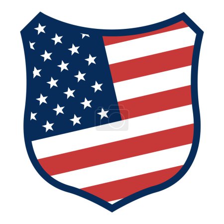 Téléchargez les illustrations : Usa flag shield,  American flag isolated on white background - en licence libre de droit
