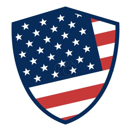 Ilustración de Escudo de bandera de EE.UU., bandera americana aislada sobre fondo blanco - Imagen libre de derechos