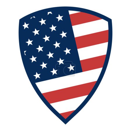 Téléchargez les illustrations : Etats-Unis drapeau bouclier, drapeau américain isolé sur fond blanc - en licence libre de droit