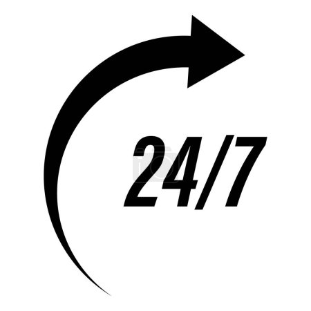 Ilustración de 24 hours service support, twenty-four hours icon illustration - Imagen libre de derechos