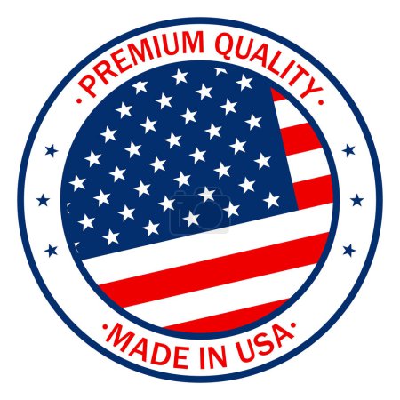 Illustration for Premium Quality. Made in USA. American flag for badge, label. Vector illustration. - Royalty Free Image