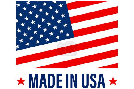 Téléchargez les illustrations : Made in USA. American flag for badge, label. Vector illustration - en licence libre de droit