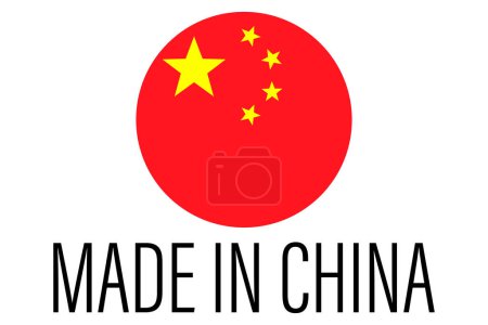 Ilustración de Fabricado en China etiqueta. Icono de etiqueta de calidad de China. Ilustración vectorial - Imagen libre de derechos