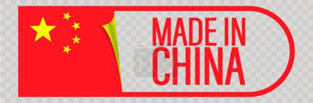 Ilustración de Made in China label. China quality sticker icon. Vector illustration - Imagen libre de derechos