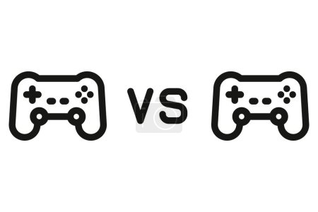 Illustration for Online gaming icon. Player vs player. Game controllers icon. Fighter versus fighter, team battle. Vector illustration - Royalty Free Image