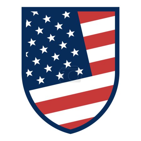 Téléchargez les illustrations : United States of America flag. Flag on shield. Vector illustration - en licence libre de droit