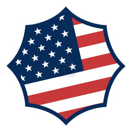 Illustration for United States of America flag badge. Vector illustration - Royalty Free Image
