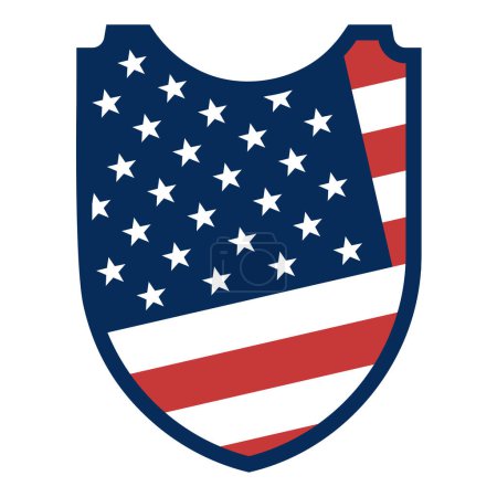 Ilustración de United States of America flag. Flag on shield. Vector illustration - Imagen libre de derechos