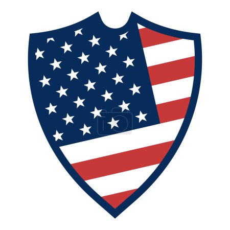 Téléchargez les illustrations : United States of America flag. Flag on shield. Vector illustration - en licence libre de droit