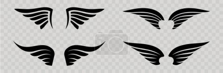 Téléchargez les illustrations : Vector illustration of wings silhouettes - en licence libre de droit