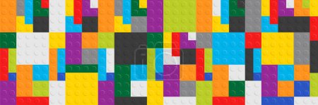 Illustration for Colored plastic construction blocks toy background. Building block brick toy. Vector illustration - Royalty Free Image