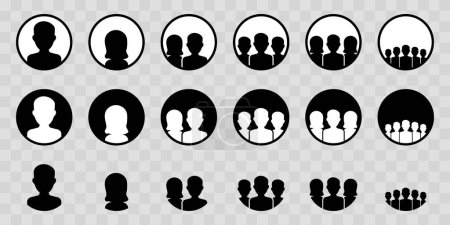 Illustration for Male and female faces silhouettes or icons. Avatar collection icons. Men and women avatars. Vector illustration - Royalty Free Image