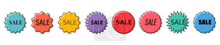 Illustration for Set of colorful sale stickers isolated on white background - Royalty Free Image