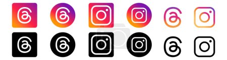 Set of social media icons design, threads and instagram